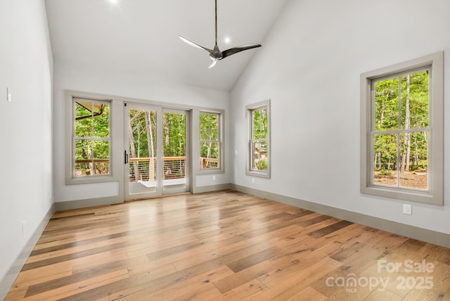 11 Nestlewood Dr Unit 310, Arden, NC 28704 - spare room featuring high vaulted ceiling, ceiling fan, and light wood-style flooring