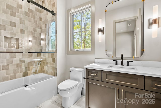 11 Nestlewood Dr Unit 310, Arden, NC 28704 - full bathroom with vanity, shower / bath combination with glass door, and marble finish floors