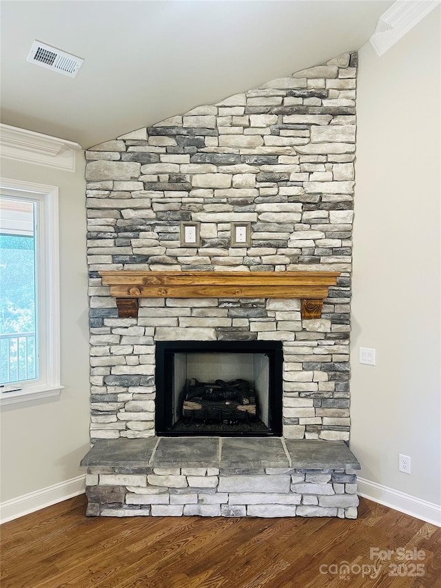 5106 Silver Trace Ln Unit 90, Denver, NC 28037 - detailed view of a fireplace, ornamental molding, baseboards, and wood finished floors