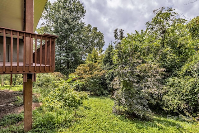 view of yard with a deck