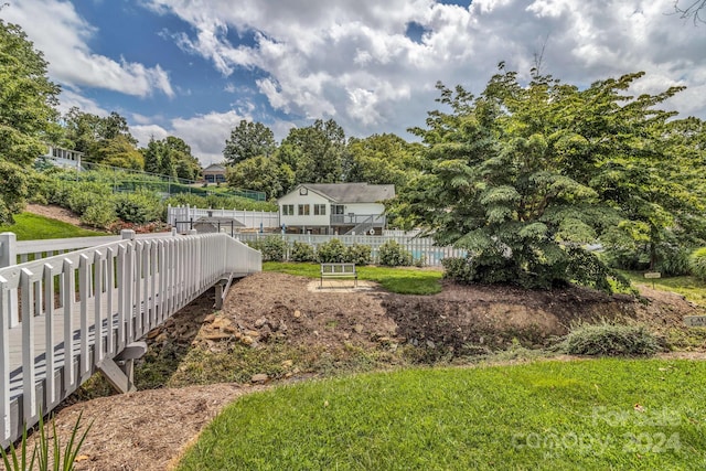 view of yard with fence