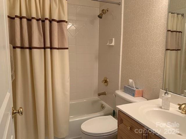 19307 Beaufain St, Cornelius, NC 28031 - bathroom featuring shower / bath combo with shower curtain, toilet, and vanity