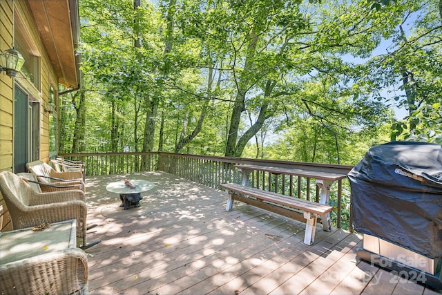 view of patio featuring a wooden deck