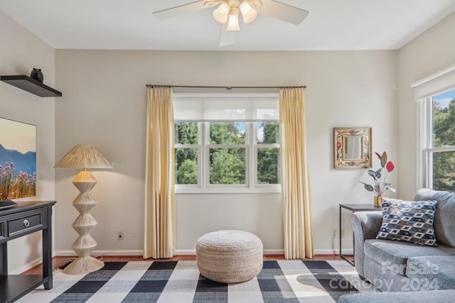 23 Country Meadows Ln, Hendersonville, NC 28792 - sitting room featuring ceiling fan, wood finished floors, and baseboards