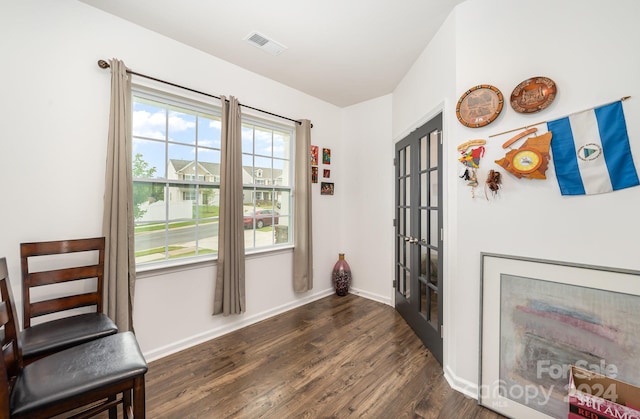 sitting room featuring dark hardwood / wood-style floors