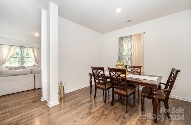 dining room with hardwood / wood-style floors