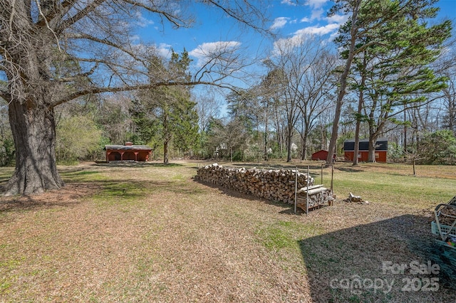 view of yard with an outdoor structure