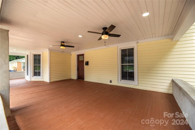 view of patio / terrace featuring a wooden deck and ceiling fan