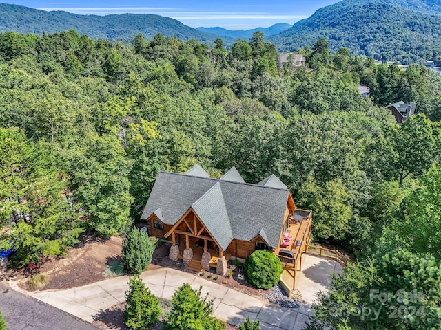 aerial view with a mountain view