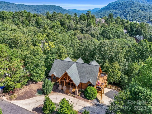 219 Highland Hts, Lake Lure, NC 28746 - aerial view of property and surrounding area with a forest and mountains