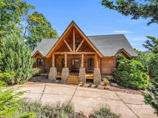 219 Highland Hts, Lake Lure, NC 28746 - cabin with covered porch and a shingled roof