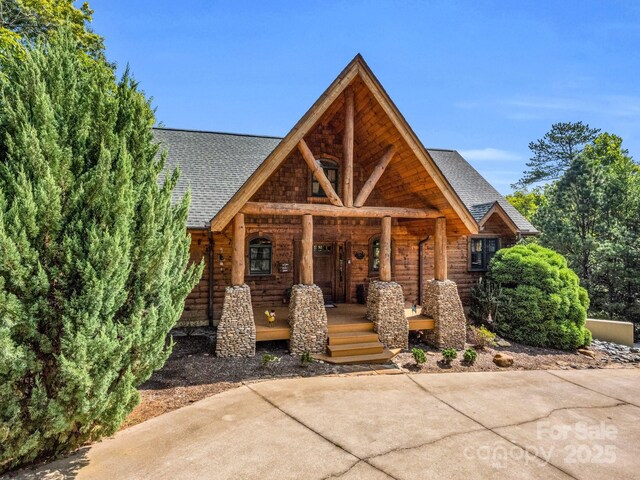 219 Highland Hts, Lake Lure, NC 28746 - cabin with covered porch and roof with shingles