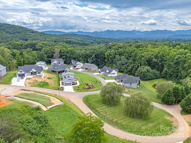 bird's eye view with a mountain view