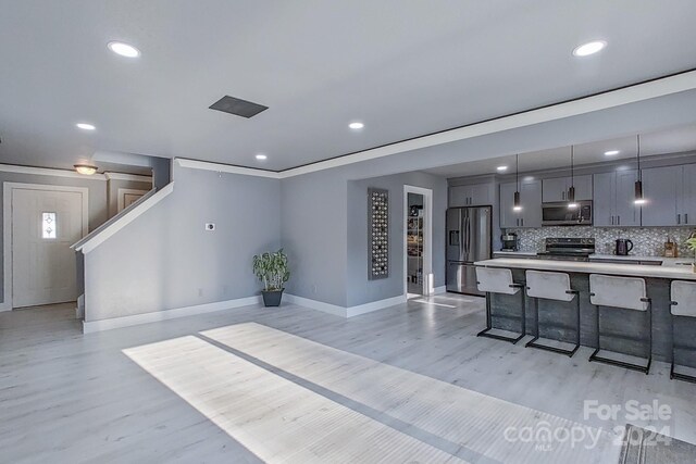 living room with light wood-type flooring