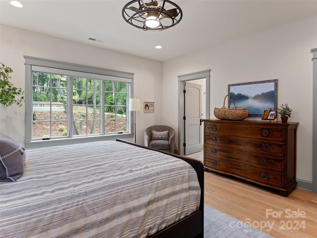 bedroom featuring light wood-type flooring