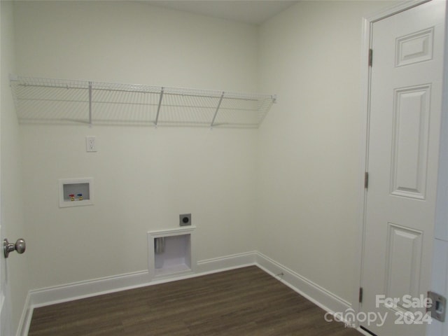 laundry area featuring washer hookup, electric dryer hookup, and dark hardwood / wood-style flooring