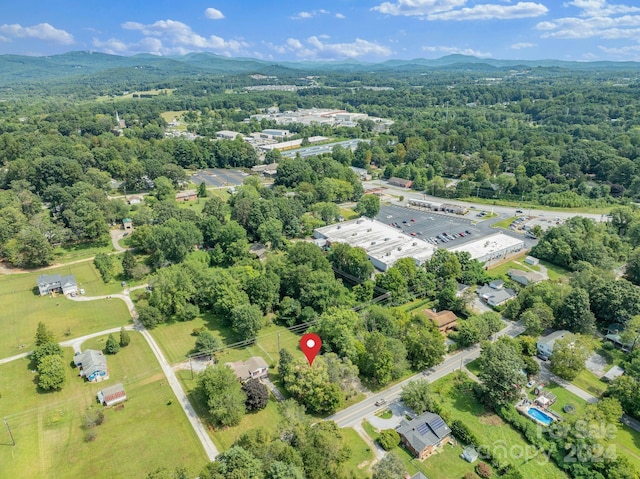 aerial view with a mountain view