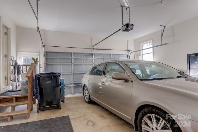 garage with a garage door opener