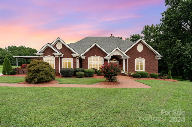 view of front facade with a lawn