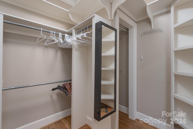 spacious closet featuring hardwood / wood-style flooring