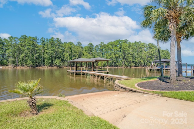 view of dock featuring a water view