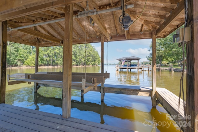 dock area featuring a water view