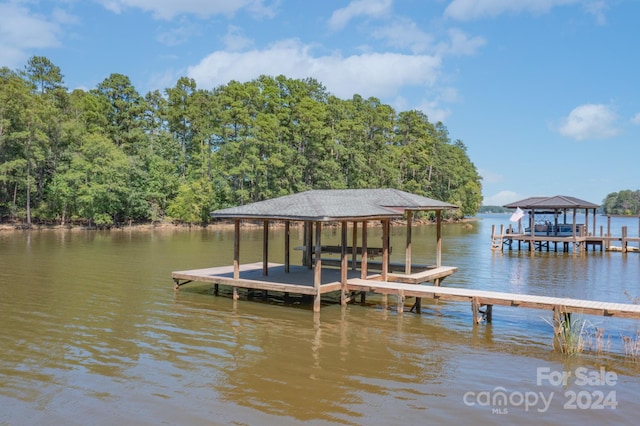 view of dock featuring a water view