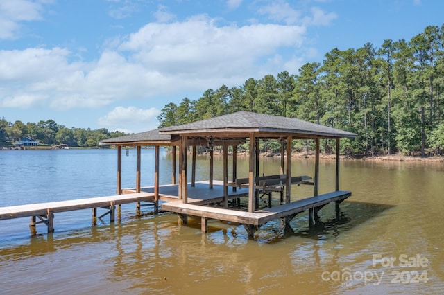 view of dock featuring a water view