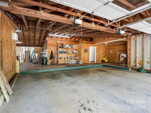 garage with a garage door opener