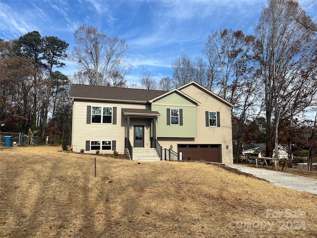 raised ranch with a garage