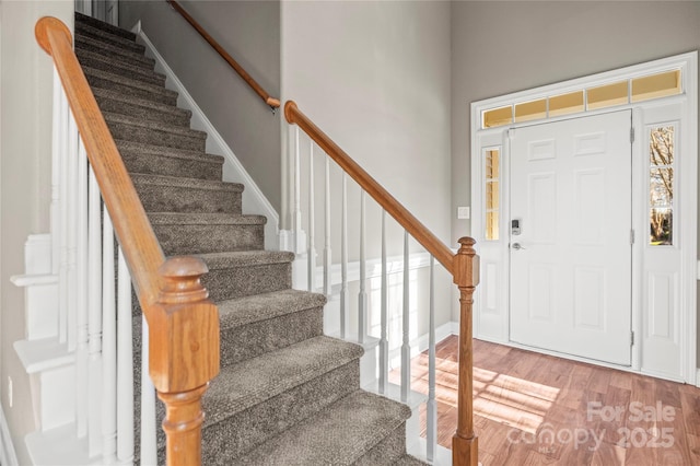 foyer entrance featuring wood-type flooring