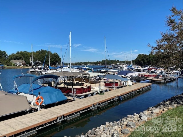 view of dock featuring a water view