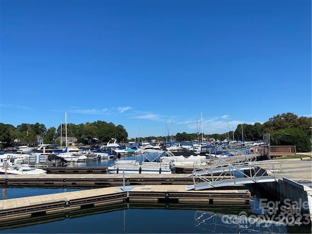 view of dock featuring a water view