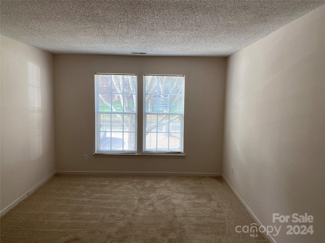 carpeted spare room featuring a textured ceiling