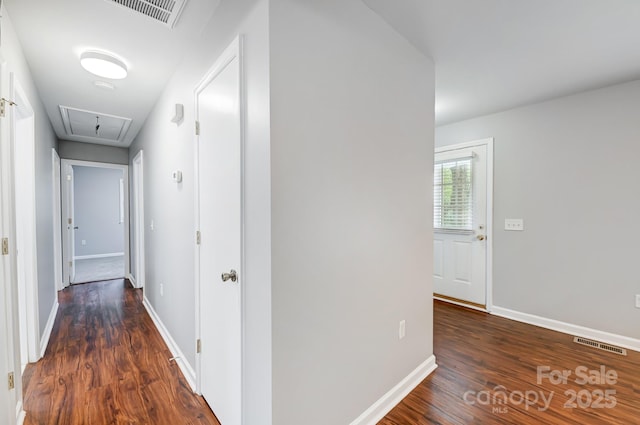 hall featuring dark hardwood / wood-style floors