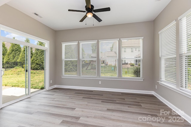 unfurnished sunroom with visible vents and plenty of natural light