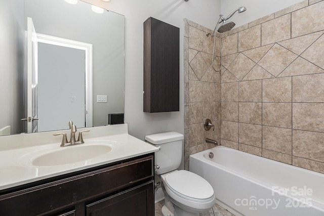 full bathroom with vanity, shower / bathing tub combination, and toilet