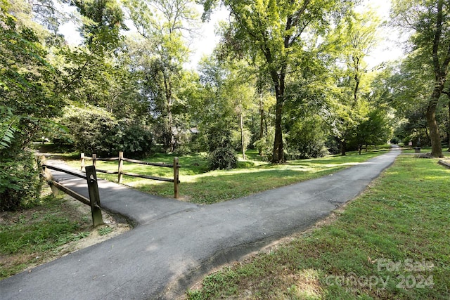 view of property's community with a yard