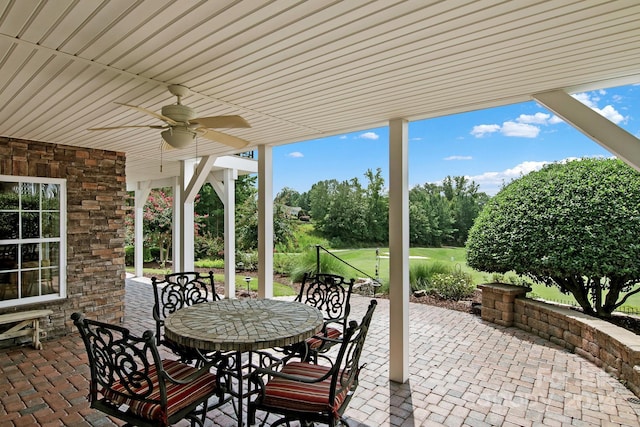 view of patio / terrace featuring ceiling fan