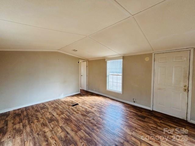 bonus room featuring wood-type flooring and vaulted ceiling