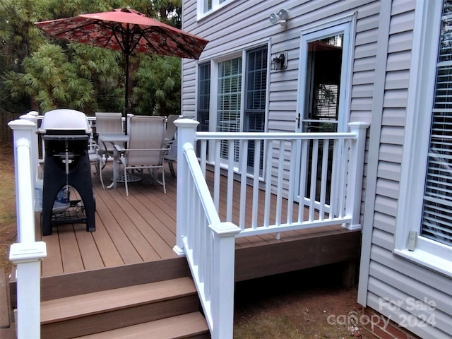 deck with a grill