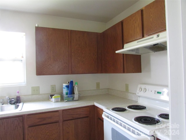 kitchen featuring sink and white electric range