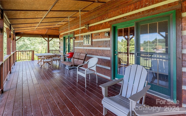 wooden deck with covered porch