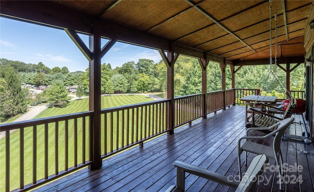 deck with a lawn