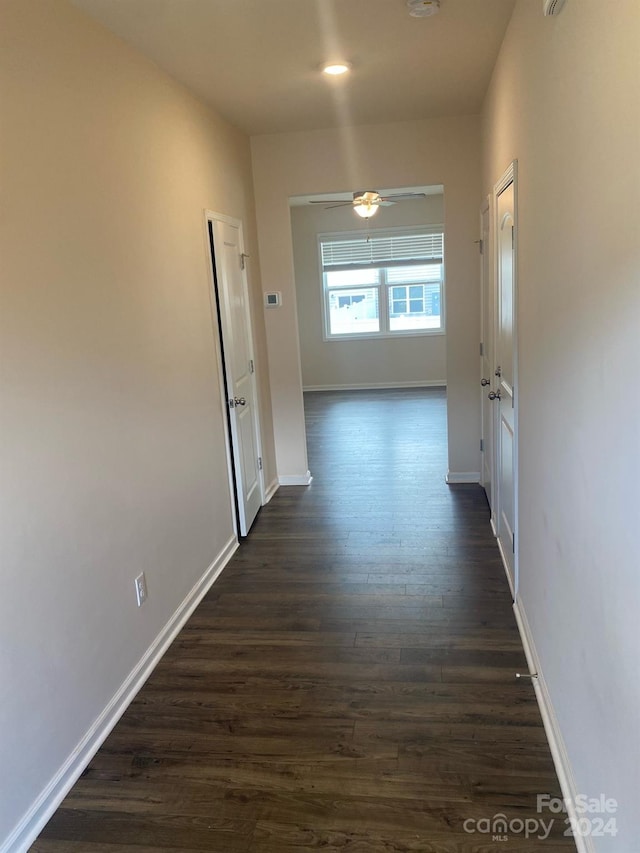 hall featuring dark hardwood / wood-style floors