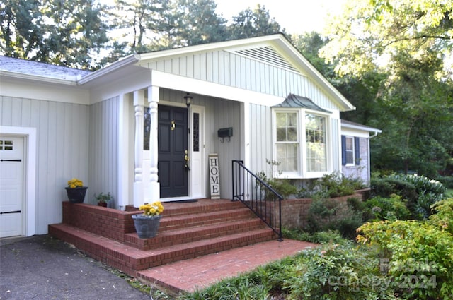 exterior space featuring a garage