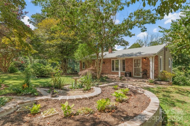 rear view of house featuring a yard