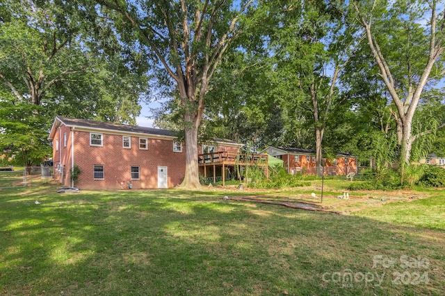 1573 Timberlake Dr, Shelby, NC 28150 - view of yard with a wooden deck and fence