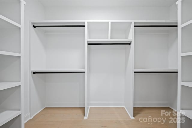 walk in closet featuring hardwood / wood-style flooring