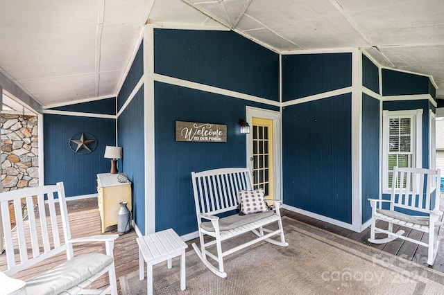 view of patio featuring a porch